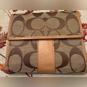 Coach Signature Brown and Tan Wallet